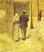 Charles Angrand Man and Woman on the Street oil on canvas